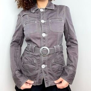 Y2K Gray Belted Jacket